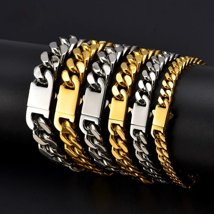 316 Stainless Steel Plated 18k Gold Fashion Crypto Cuban Chain Miami Rap Hip Hop Men's Bracelet Accessory - Checkouts USA