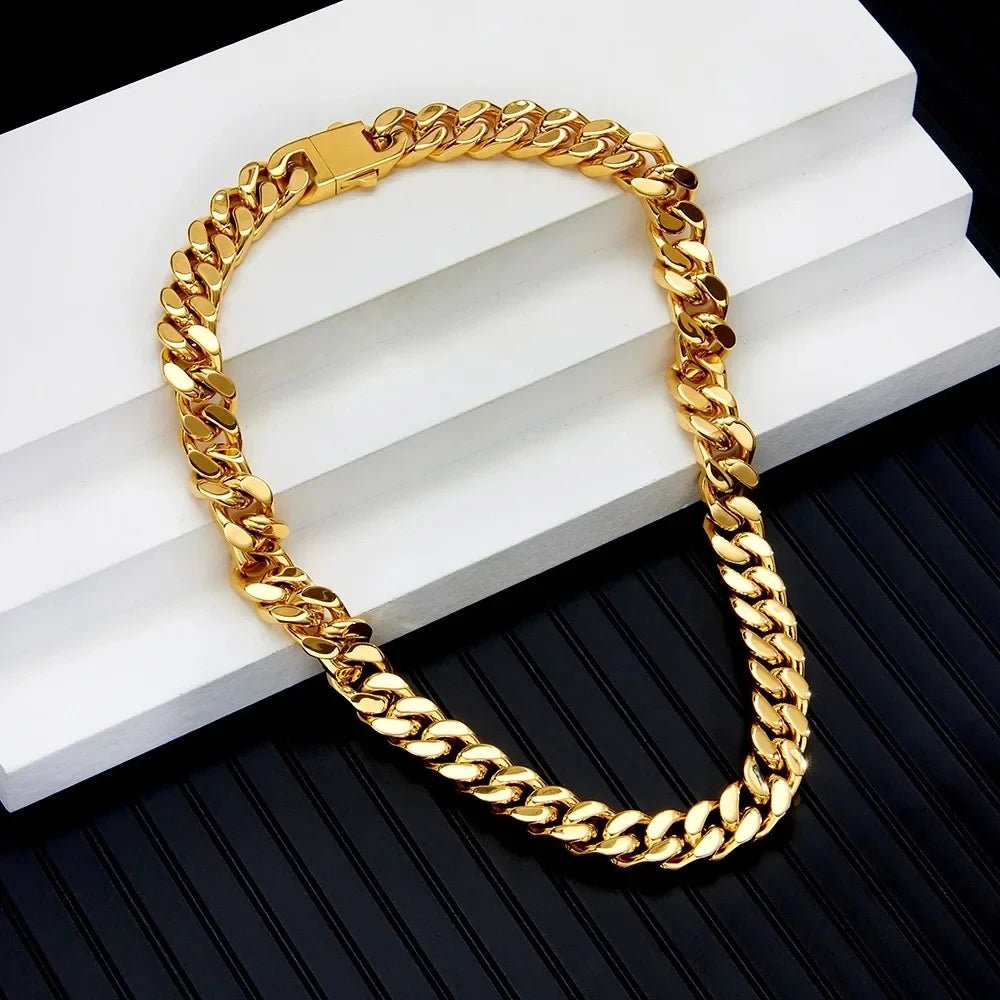 316 Stainless Steel Plated 18k Gold Fashion Crypto Cuban Chain Miami Rap Hip Hop Men's Bracelet Accessory - Checkouts USA