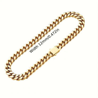 316 Stainless Steel Plated 18k Gold Fashion Crypto Cuban Chain Miami Rap Hip Hop Men's Bracelet Accessory - Checkouts USA