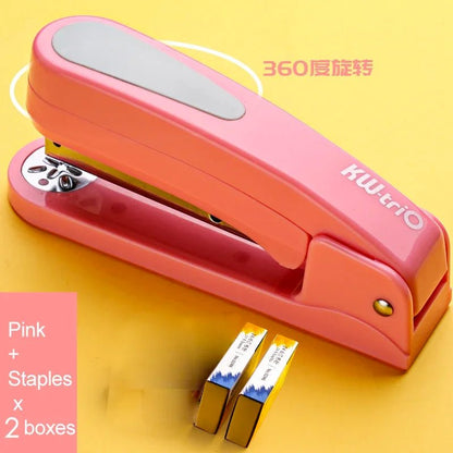 360 Rotatable Heavy Duty Stapler Use 24/6 Staples Effortless Long Stapler School Paper Staplers Office Bookbinding Supplies - Checkouts USA