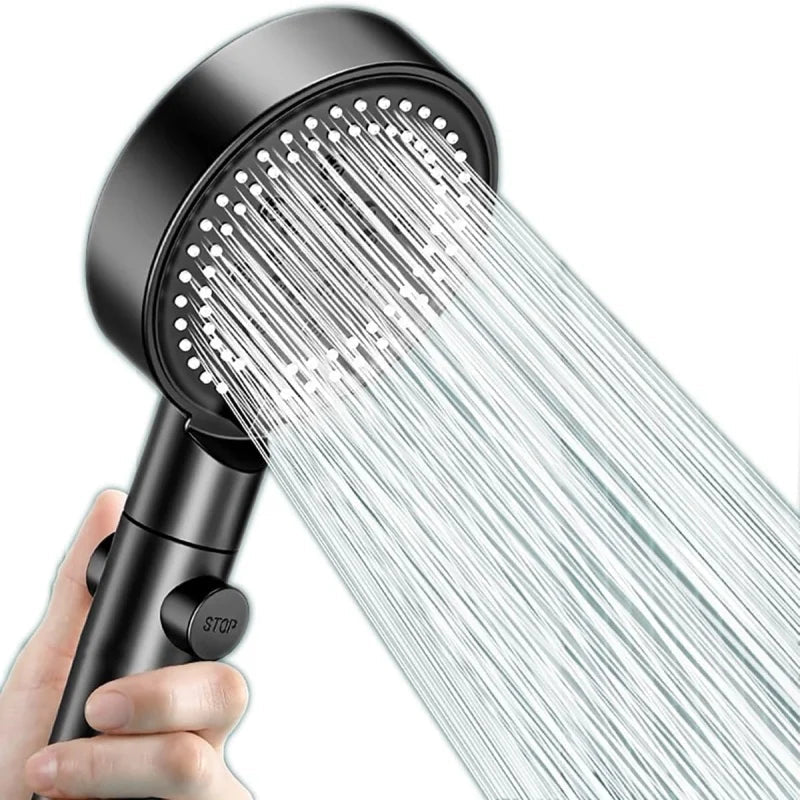 3Pcs/Set Adjustable Silver/Black Shower Head, High Pressure Water Saving Shower Head With 5 Modes+Wall Mounted Bracket+1.5M Hose - Checkouts USA