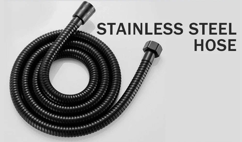 3Pcs/Set Adjustable Silver/Black Shower Head, High Pressure Water Saving Shower Head With 5 Modes+Wall Mounted Bracket+1.5M Hose - Checkouts USA