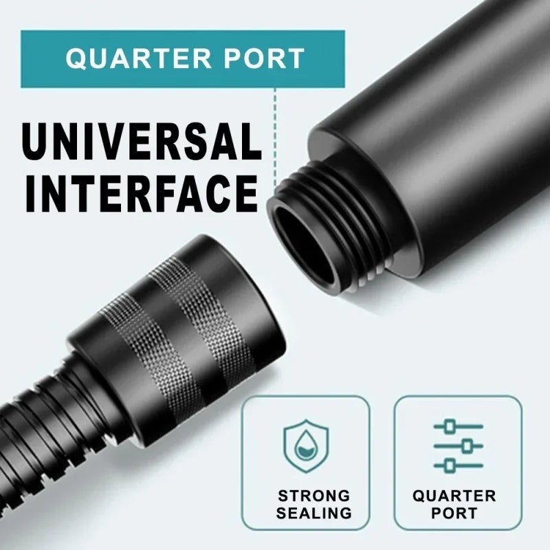 3Pcs/Set Adjustable Silver/Black Shower Head, High Pressure Water Saving Shower Head With 5 Modes+Wall Mounted Bracket+1.5M Hose - Checkouts USA