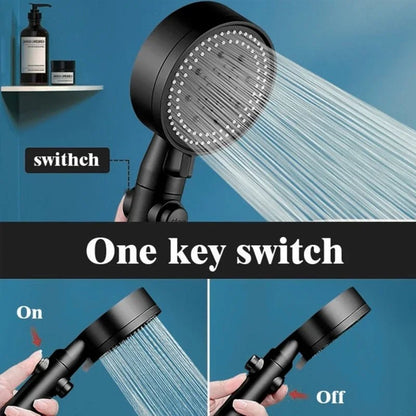 3Pcs/Set Adjustable Silver/Black Shower Head, High Pressure Water Saving Shower Head With 5 Modes+Wall Mounted Bracket+1.5M Hose - Checkouts USA