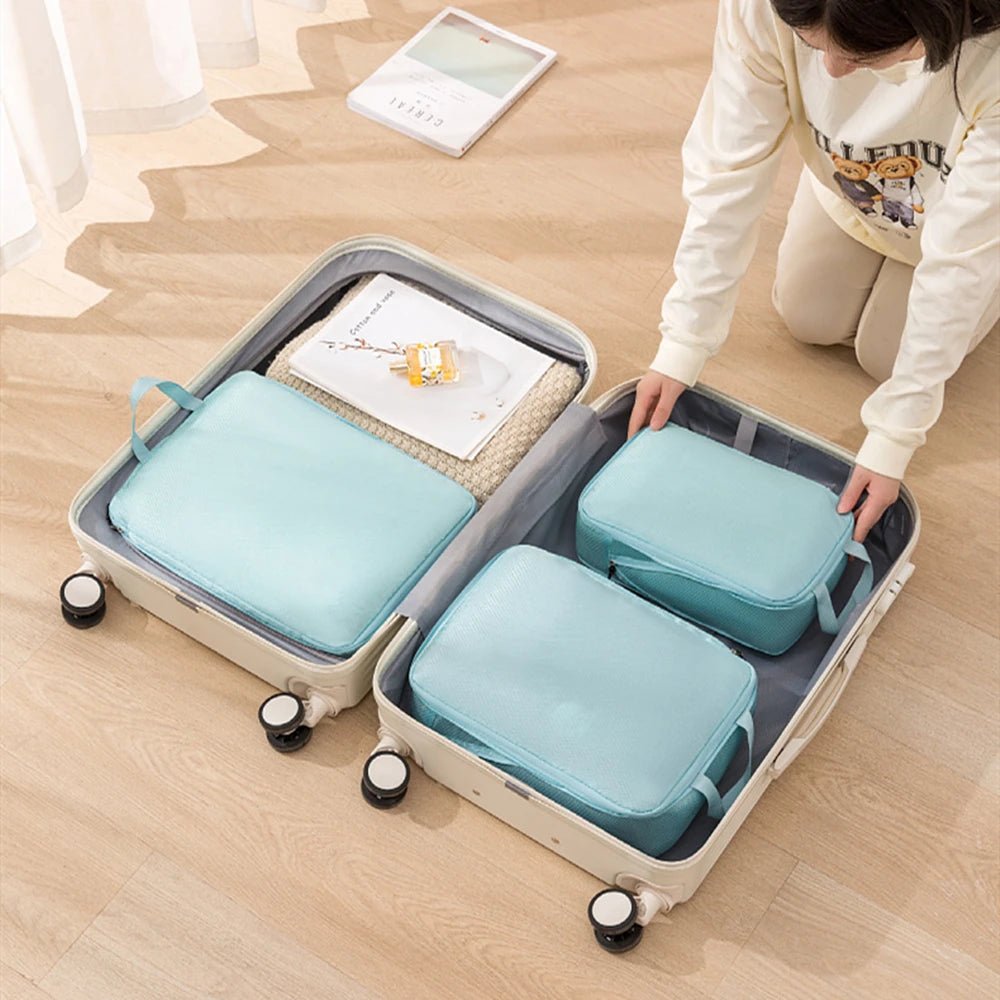 3Pcs/Set Travel Compressible Packing Multifunction Travel Storage Bag Waterproof Suitcase Nylon Portable Luggage Organizer Pink - Checkouts UK