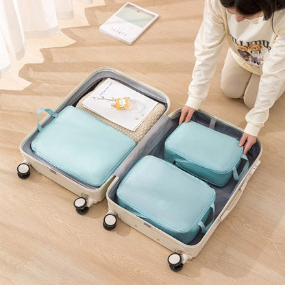 3Pcs/Set Travel Compressible Packing Multifunction Travel Storage Bag Waterproof Suitcase Nylon Portable Luggage Organizer Pink - Checkouts UK