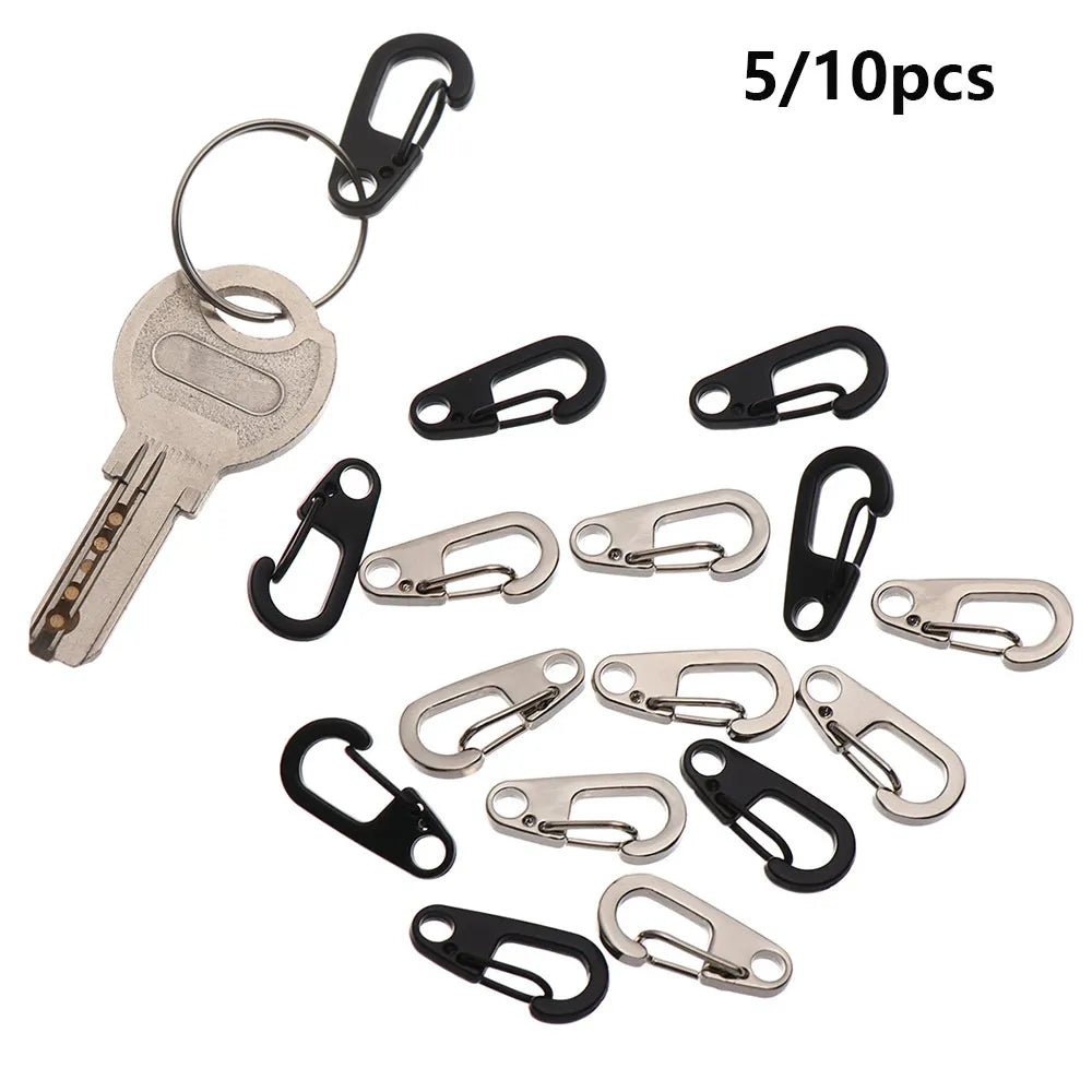 4/10Pcs Carabiner D - Ring Key Chain Spring Clips Mini Aluminium Alloy Hang Buckle Survival EDC Gear Outdoor Camping Keyring Tool - Checkouts UK