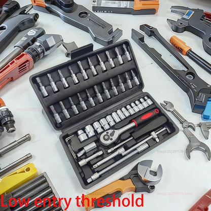 46pcs Car Repair Tool Kit 1/4 - Inch Socket Set Car Repair Tool Ratchet Torque Wrench Combo Auto Repairing Set Mechanic Tool - Checkouts USA