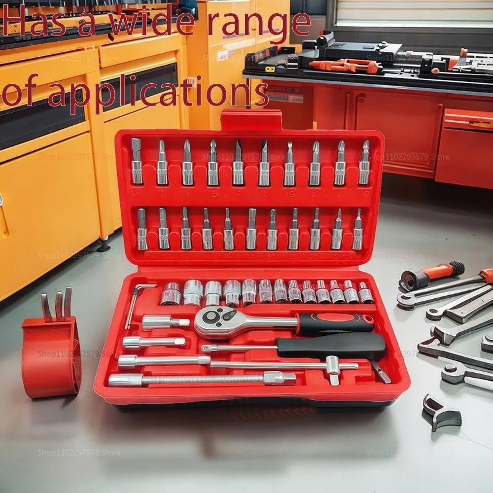 46pcs Car Repair Tool Kit 1/4 - Inch Socket Set Car Repair Tool Ratchet Torque Wrench Combo Auto Repairing Set Mechanic Tool - Checkouts USA