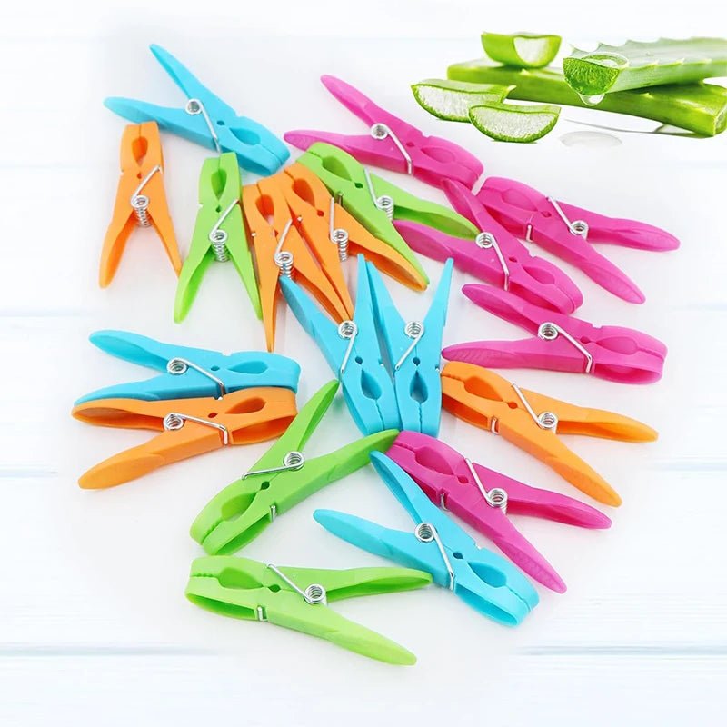48/24Pcs Clothespins Hanging Pegs Clips Plastic Hangers Racks Laundry Clothes Pegs Clamps Towel Clips Home Storage Hooksks - Checkouts UK