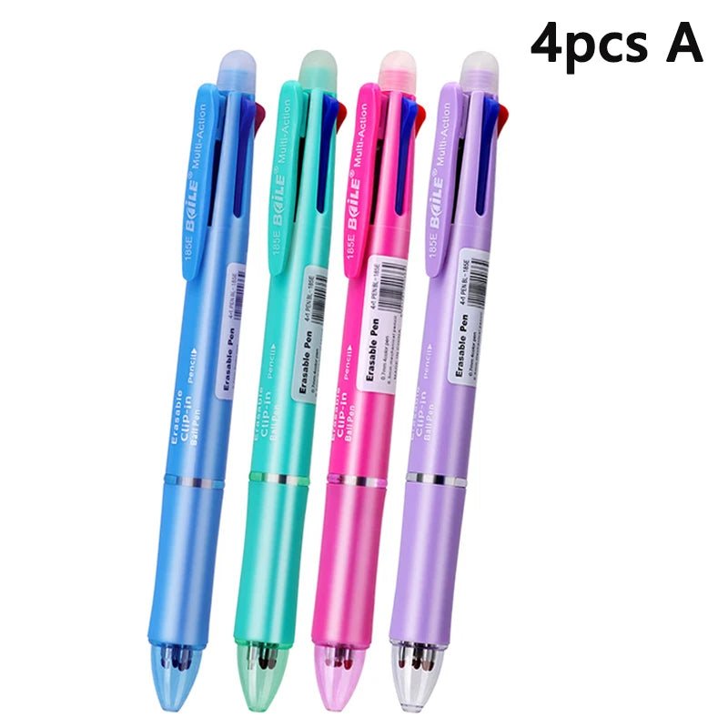 5 In 1 Multicolor Erasable Gel Pens Set with 0.7mm Refills and 0.5mm Automatic Pencil Lead, Office School Writing Ballpoint Pen - Checkouts USA
