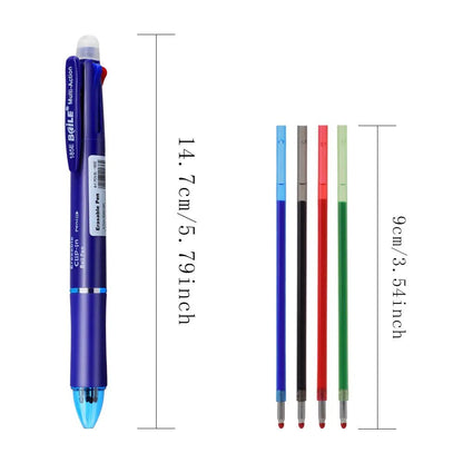 5 In 1 Multicolor Erasable Gel Pens Set with 0.7mm Refills and 0.5mm Automatic Pencil Lead, Office School Writing Ballpoint Pen - Checkouts USA