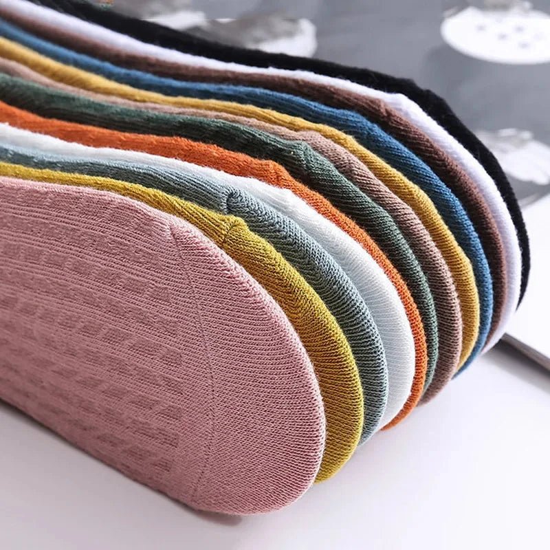 5 Pairs Women's silicone invisible Boat Socks Summer Solid Color Ankle Boat Socks Female Soft Cotton Slipper Socks 35 - 40 EUR - Checkouts UK