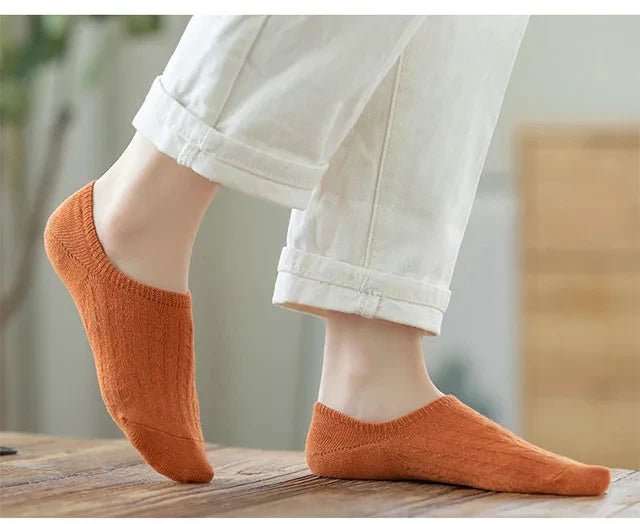 5 Pairs Women's silicone invisible Boat Socks Summer Solid Color Ankle Boat Socks Female Soft Cotton Slipper Socks 35 - 40 EUR - Checkouts UK