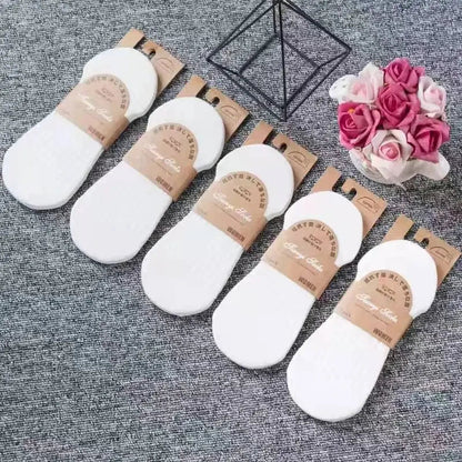 5 Pairs Women's silicone invisible Boat Socks Summer Solid Color Ankle Boat Socks Female Soft Cotton Slipper Socks 35 - 40 EUR - Checkouts UK