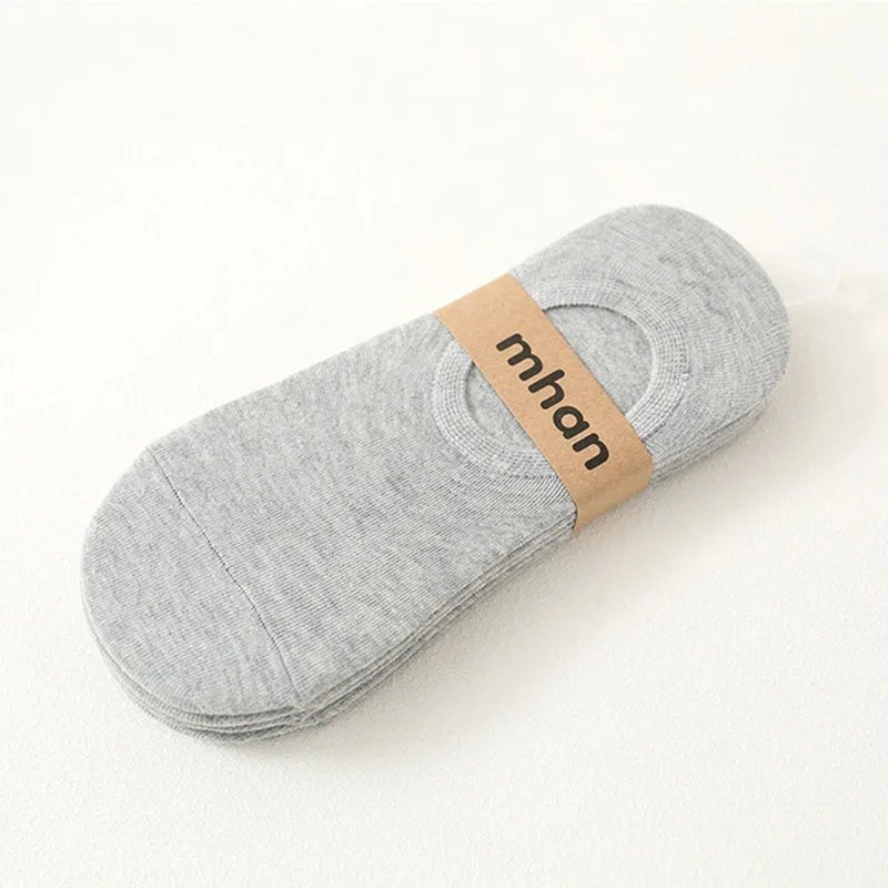 5 Pairs Women's silicone invisible Boat Socks Summer Solid Color Ankle Boat Socks Female Soft Cotton Slipper Socks 35 - 40 EUR - Checkouts UK