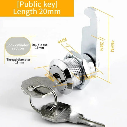 5/ Sets Security Cam Lock Metal Cylinder With 2 Keys for Mailbox File Cabinet Furniture Hardware 16MM/20MM/25MM/30MM - Checkouts USA