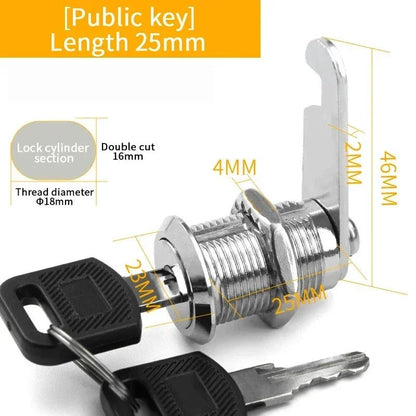 5/ Sets Security Cam Lock Metal Cylinder With 2 Keys for Mailbox File Cabinet Furniture Hardware 16MM/20MM/25MM/30MM - Checkouts USA