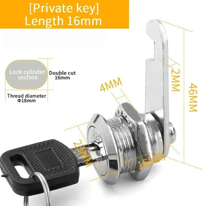 5/ Sets Security Cam Lock Metal Cylinder With 2 Keys for Mailbox File Cabinet Furniture Hardware 16MM/20MM/25MM/30MM - Checkouts USA