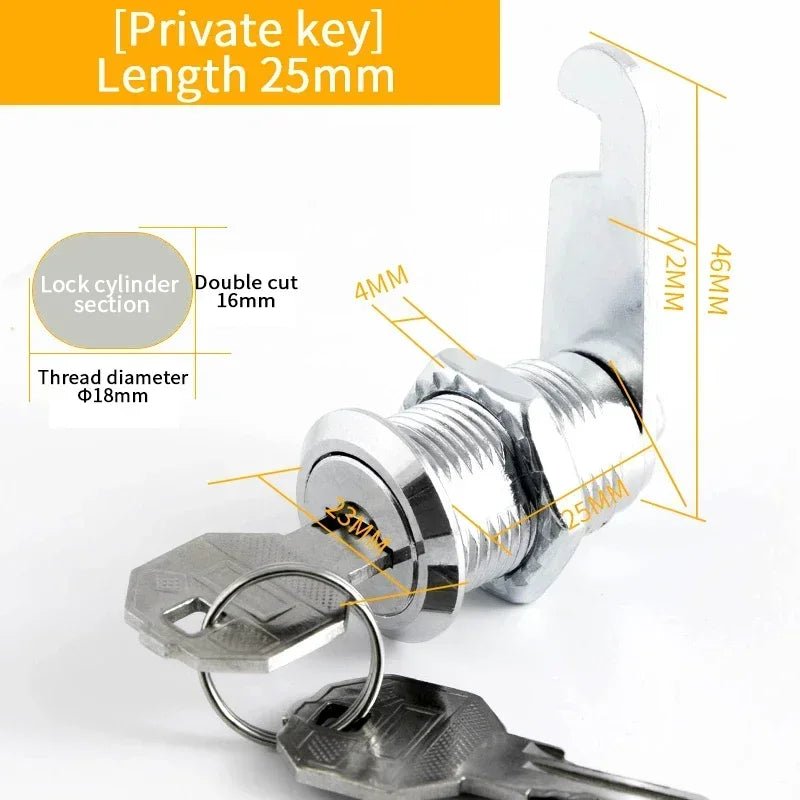 5/ Sets Security Cam Lock Metal Cylinder With 2 Keys for Mailbox File Cabinet Furniture Hardware 16MM/20MM/25MM/30MM - Checkouts USA