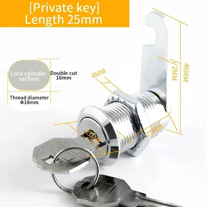 5/ Sets Security Cam Lock Metal Cylinder With 2 Keys for Mailbox File Cabinet Furniture Hardware 16MM/20MM/25MM/30MM - Checkouts USA