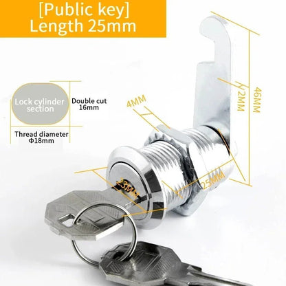 5/ Sets Security Cam Lock Metal Cylinder With 2 Keys for Mailbox File Cabinet Furniture Hardware 16MM/20MM/25MM/30MM - Checkouts USA