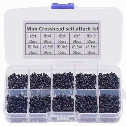 500 - 1000Pcs M1 M1.2 M1.5 M1.7 M2 M2.5 M3 Mix Pan Phillips Head Micro Screws Round Pan Head Self Tapping Wood Screw Set Kit Box - Checkouts USA