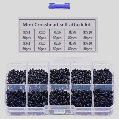 500 - 1000Pcs M1 M1.2 M1.5 M1.7 M2 M2.5 M3 Mix Pan Phillips Head Micro Screws Round Pan Head Self Tapping Wood Screw Set Kit Box - Checkouts USA
