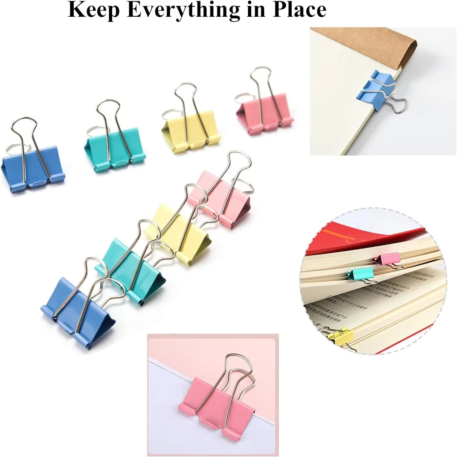 50Pcs Metal Binder Clips Colorful File Paper Clip Mini 15mm Used for Books Stationery Clip School Office Supplies - Checkouts USA