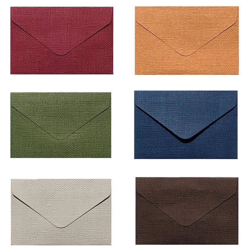 50pcs Wholesale Linen Textured Triangle Envelope Colorful Paper Wedding Party Invitation Greeting Card Brown wine red 105*70mm - Checkouts USA