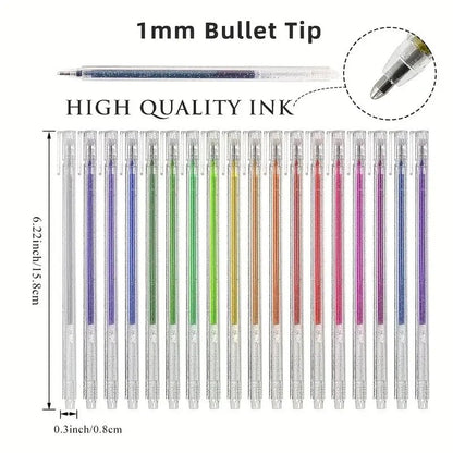 60PCS Glitter Gel Pens Set, Water - Resistant Plastic Rollerball Pens - Ideal for Cardstock, Journals, Drawing, Marking, Coloring - Checkouts USA