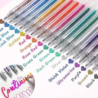 60PCS Glitter Gel Pens Set, Water - Resistant Plastic Rollerball Pens - Ideal for Cardstock, Journals, Drawing, Marking, Coloring - Checkouts USA