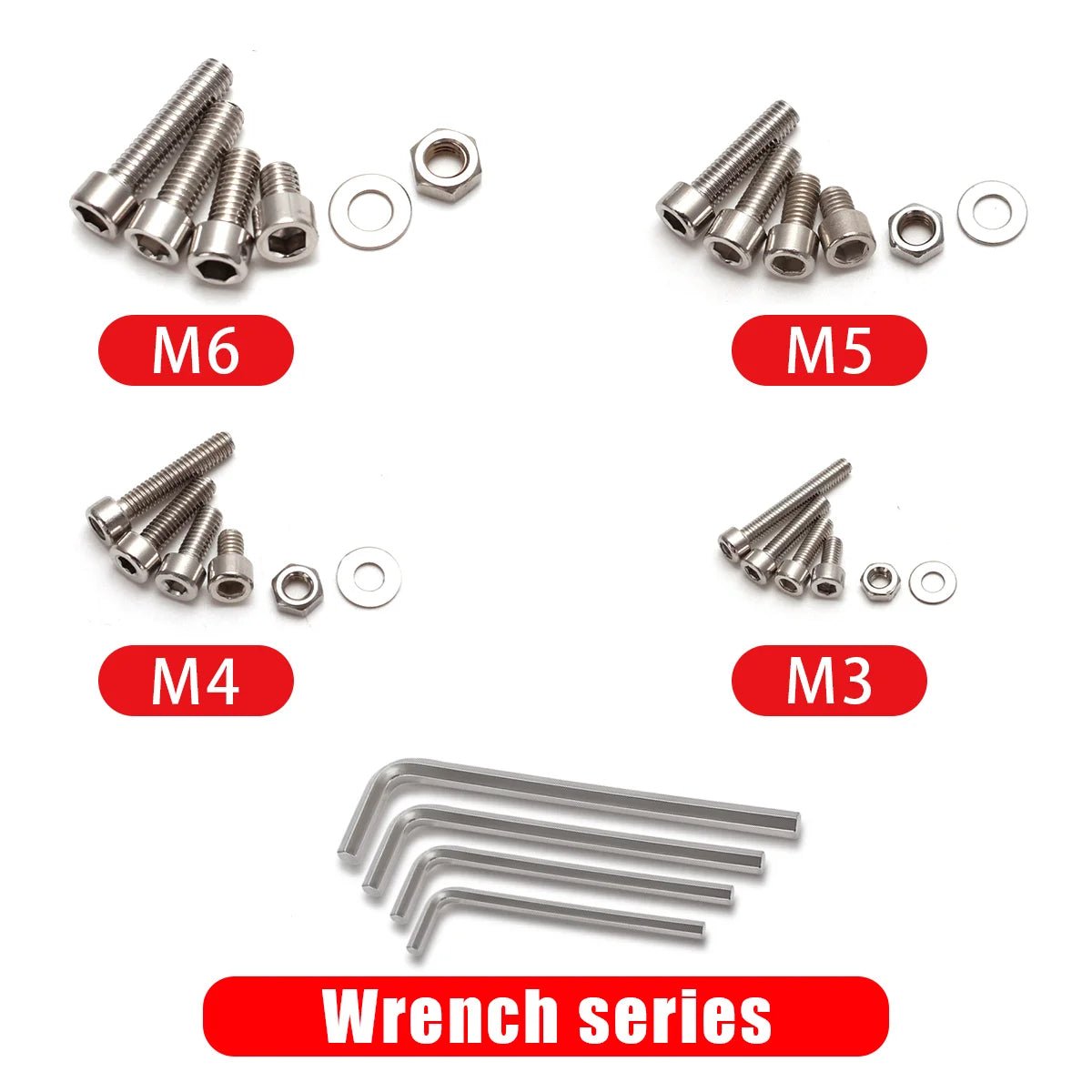 610Pcs M3 M4 M5 M6 Stainless Steel Bolt Nut Kit, Hexagonal Screw Classification Kit, Hexagonal Screw Nut Flat Washer Spring Washer Set, Locking Nut Bolt DIY Tool Kit - Checkouts USA