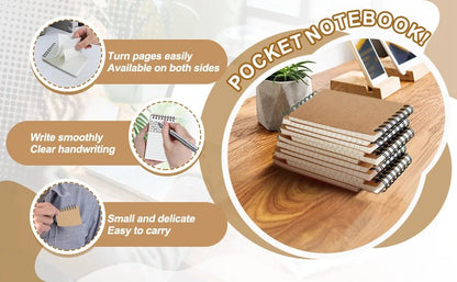 6/12 pocket notebooks, spiral - bound notepads, office - style mini notebooks, lined paper memos for home, university, or school use - Checkouts USA