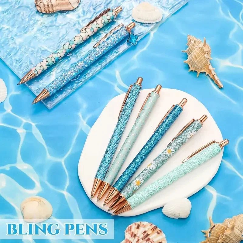 6pcs Ballpoint Pens Set Metal Crystal Diamond Pen for Journaling Glitter Stationery Fancy Gifts for Teacher Graduation Supplies - Checkouts USA