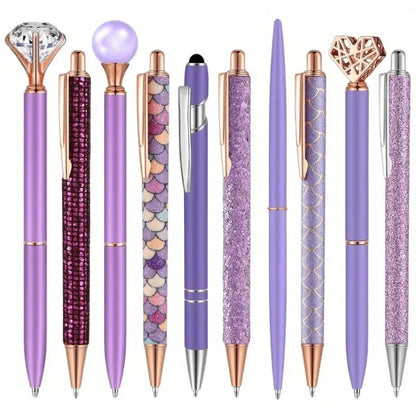 6pcs Ballpoint Pens Set Metal Crystal Diamond Pen for Journaling Glitter Stationery Fancy Gifts for Teacher Graduation Supplies - Checkouts USA