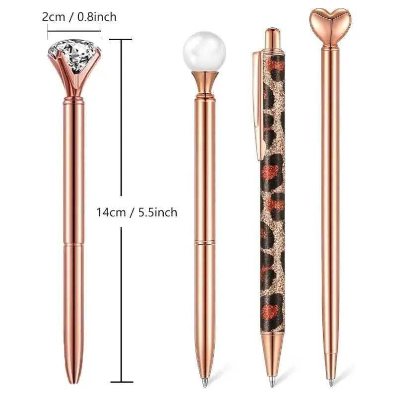 6pcs Ballpoint Pens Set Metal Crystal Diamond Pen for Journaling Glitter Stationery Fancy Gifts for Teacher Graduation Supplies - Checkouts USA