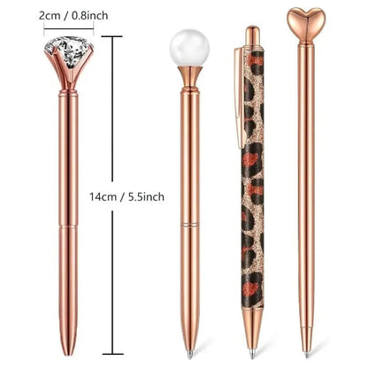 6pcs Ballpoint Pens Set Metal Crystal Diamond Pen for Journaling Glitter Stationery Fancy Gifts for Teacher Graduation Supplies - Checkouts USA