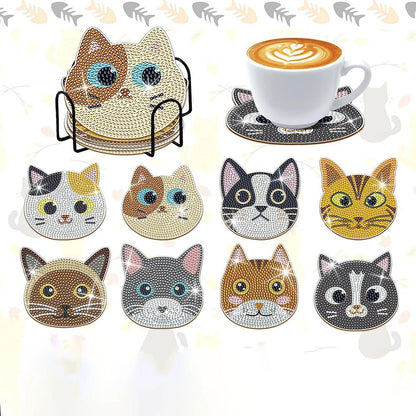 8 pieces/set of diamond painting coaster set, DIY coaster with holder, suitable for beginners and adults as diamond craft gifts - Checkouts UK