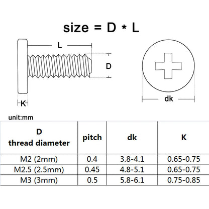 800pcs/box Laptop Computer Screw Bolt M2 M2.5 M3 Silver Phillips Cross Ultra Thin Flat Wafer Head Mix Assortment Kit Set Steel - Checkouts USA