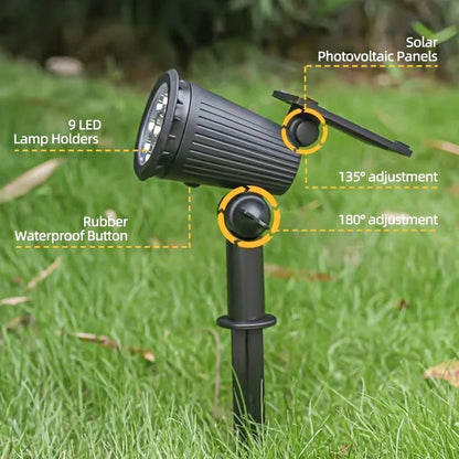 9 LED Solar Spot Lights IP65 Waterproof Outdoor RGB Solar Landscape Lights Brightness Adjustable for Garden Yard Palm Trees - Checkouts UK