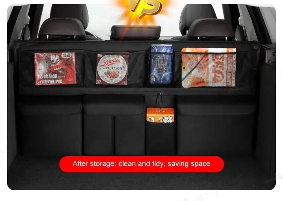 9 - Pocket Car Organizer Seat Back Hanging Storage Bag Wear - Resistant Oxford Colth SUV/MPV Trunk Organizer with Zipper - Checkouts USA