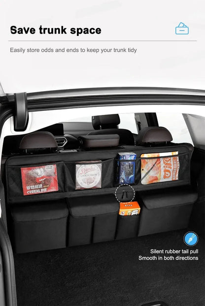 9 - Pocket Car Organizer Seat Back Hanging Storage Bag Wear - Resistant Oxford Colth SUV/MPV Trunk Organizer with Zipper - Checkouts USA