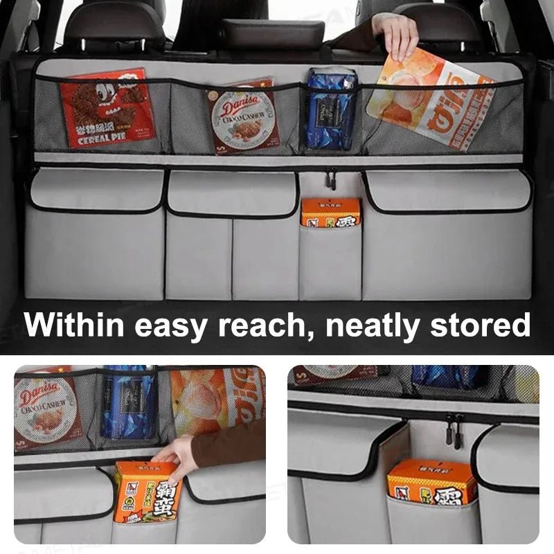 9 - Pocket Car Organizer Seat Back Hanging Storage Bag Wear - Resistant Oxford Colth SUV/MPV Trunk Organizer with Zipper - Checkouts USA