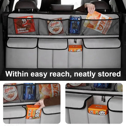 9 - Pocket Car Organizer Seat Back Hanging Storage Bag Wear - Resistant Oxford Colth SUV/MPV Trunk Organizer with Zipper - Checkouts USA