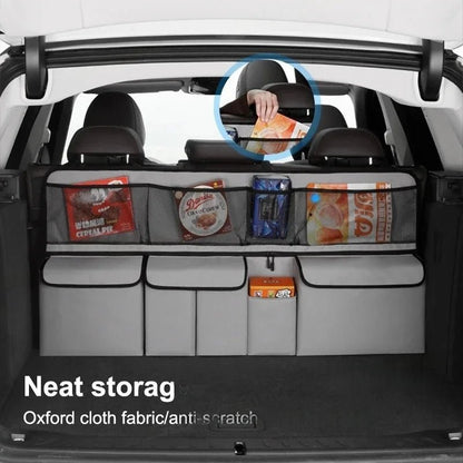 9 - Pocket Car Organizer Seat Back Hanging Storage Bag Wear - Resistant Oxford Colth SUV/MPV Trunk Organizer with Zipper - Checkouts USA