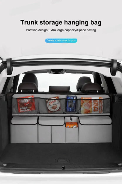 9 - Pocket Car Organizer Seat Back Hanging Storage Bag Wear - Resistant Oxford Colth SUV/MPV Trunk Organizer with Zipper - Checkouts USA