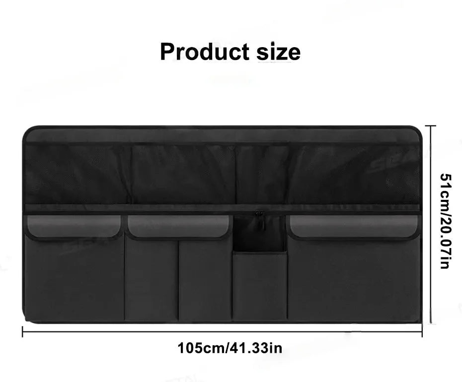 9 - Pocket Car Organizer Seat Back Hanging Storage Bag Wear - Resistant Oxford Colth SUV/MPV Trunk Organizer with Zipper - Checkouts USA