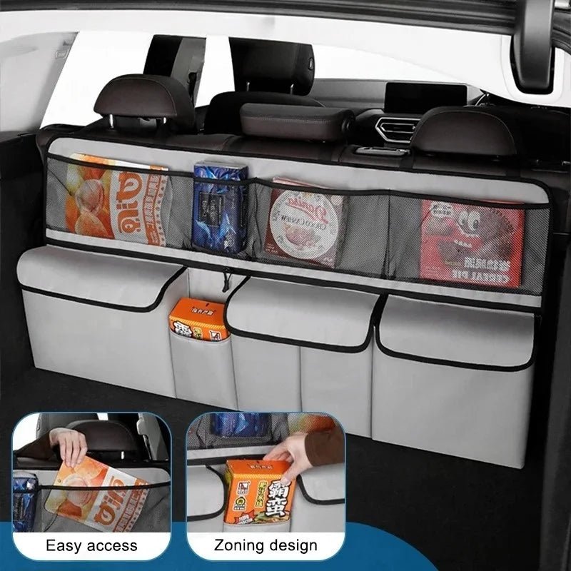 9 - Pocket Car Organizer Seat Back Hanging Storage Bag Wear - Resistant Oxford Colth SUV/MPV Trunk Organizer with Zipper - Checkouts USA