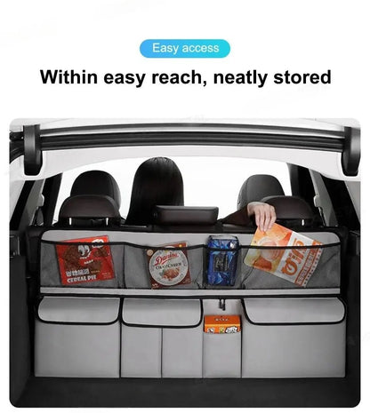 9 - Pocket Car Organizer Seat Back Hanging Storage Bag Wear - Resistant Oxford Colth SUV/MPV Trunk Organizer with Zipper - Checkouts USA